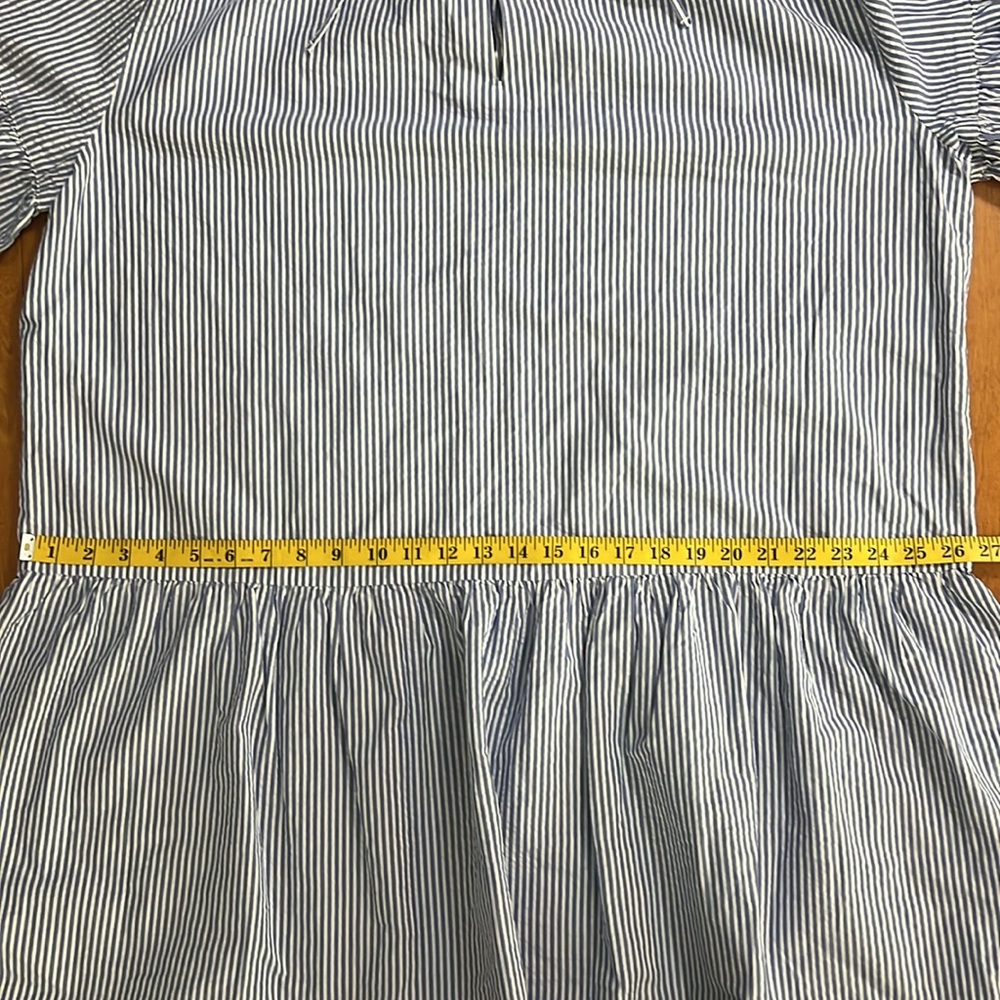 H&M Stripped Dress Size XL Blue Peplum Nautical Coastal Resort Travel Beach - Picture 6 of 12